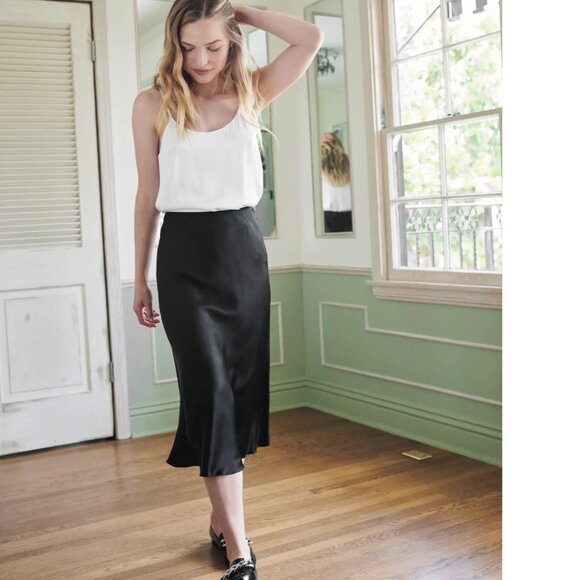 Quince Dresses & Skirts - Quince Black Washable Silk Skirt - Size Large